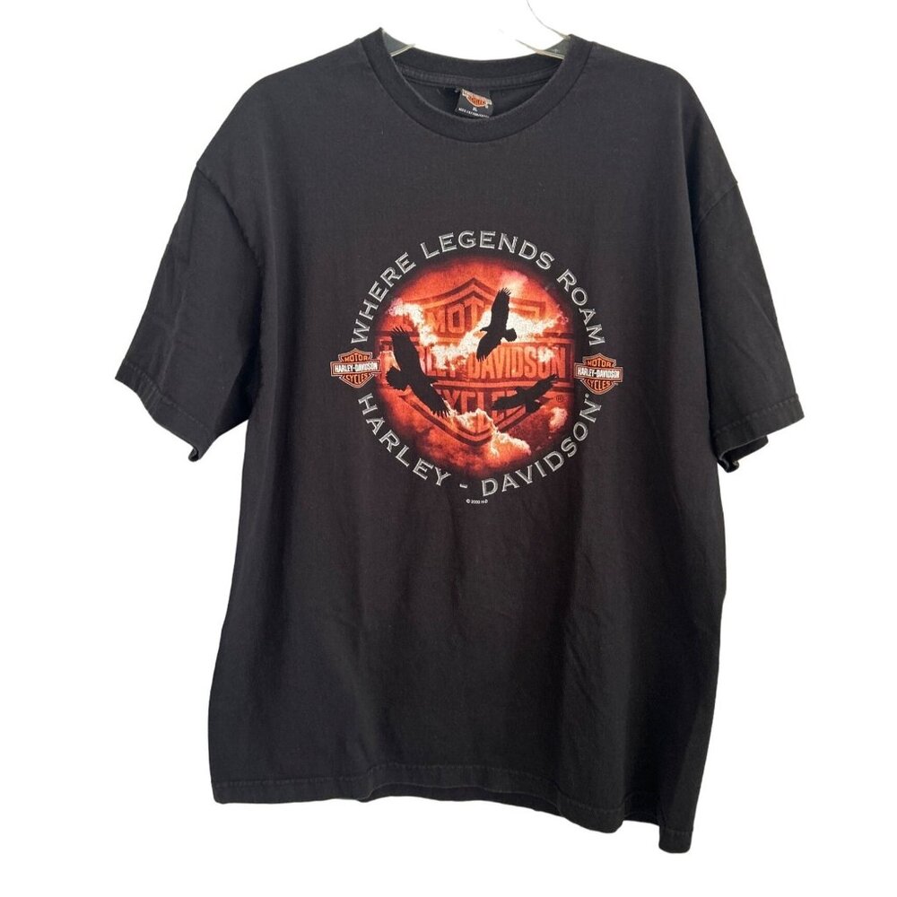 Vintage Harley-Davidson Woodstock IL T-Shirt XL Black 100% Cotton Graphic Tee